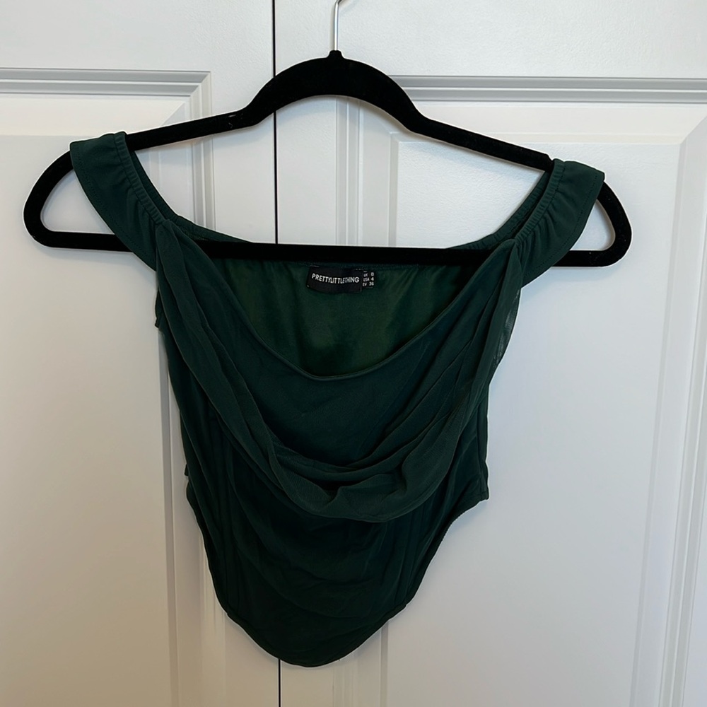 Pretty Little Thing emerald green corset